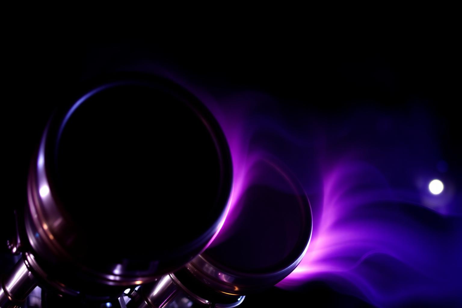 Header pipes breathing purple nitromethane flame at night